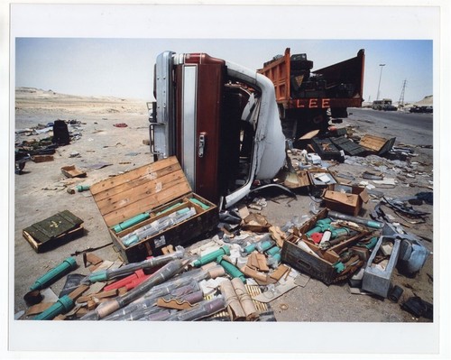 1991 Desert Storm Ordinance Litter Highway 8 Retreat From Kuwait 8x10 Photo