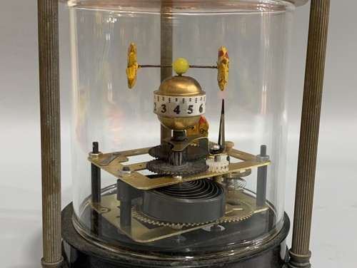 Collectible Decorated Old Handwork Copper Glass Fish tank Mechanical Table Clock - Picture 6 of 8