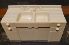 Vintage MARX White Kitchen Sink Cabinet Dollhouse Miniature Furniture Doll House