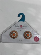 Lindsay Phillips Pair of Jeweled Interchangeable Shoe Snaps Orange White Team TN