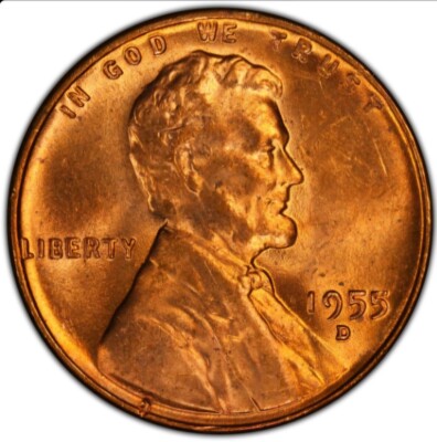 1955 D Lincoln Wheat Cent  BU Brilliant Uncirculated 1C From OBW Bank Roll 