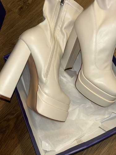 Vivianly halbhohe Damen-Plateaustiefel eckige Zehenpartie klobiger Absatz Stiefeletten US 8 - Bild 4 von 8