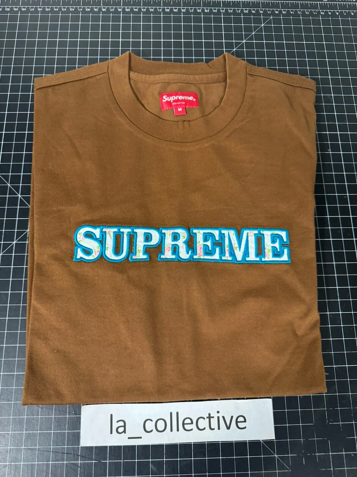 Tee shirt marron avec logo floral suprême moyen FW18