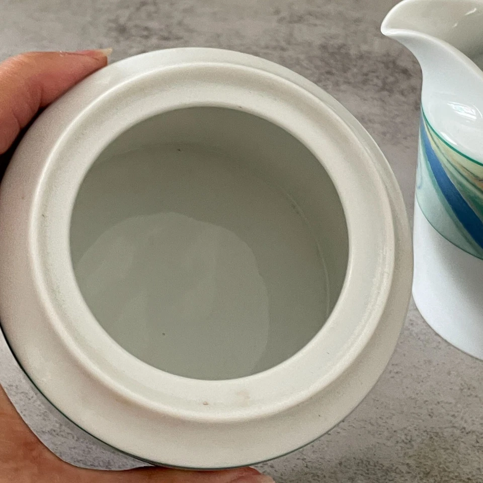 Studio Nova французский тюльпан Y2K фарфор сливочник покрытый сахарница 2 шт набор Таиланд - Изображение 4 из 4