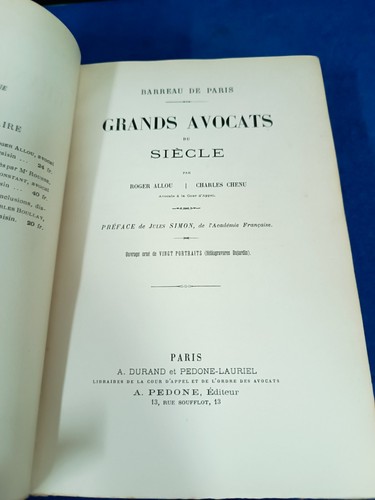 RARE BOOK GRANDS AVOCATS DU SIECLE BY ALLOU & CHENU 1895 - Imagen 4 de 6