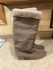 Vintage Golo Performer Heeled Pull On Winter Boots Size 8 M Taupe Fabric Vibram