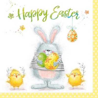20 Servietten Funny Easter Team Lustig Hase Küken Ostern Frühling gelb 33x33cm