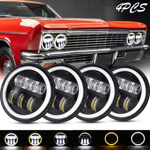 4Pcs 5.75" 5 3/4" LED Headlights Hi-Lo Beam Halo DRL For Chevy Impala El Camino