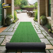 Artificial Grass Turf 2'7" X 10' Indoor Outdor Faux Grass Rug with Drainage Hole