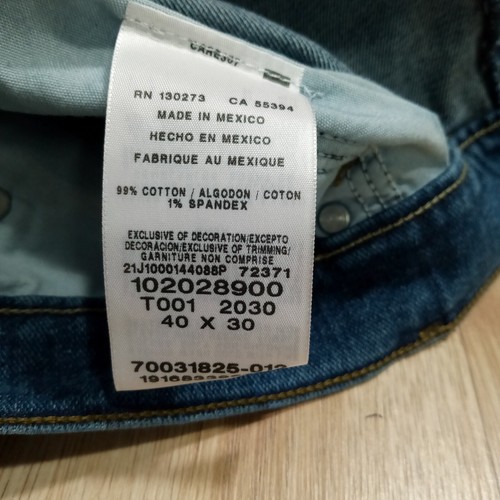 Pantalones de mezclilla Lee de corte regular de pierna recta para hombre 40x30 azul elástico lavado oscuro nuevos - Imagen 9 de 10