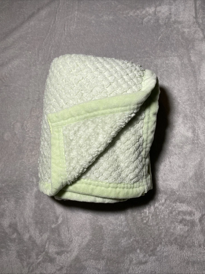 Manta Bebé Verde Claro Tejido Waffle Texturizada Suave Felpa Seguridad Lovey 27"x39" Foto 2 de 4