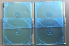 4 CD-/DVD-Hüllen - transparent, blau, Slimcase, Box, Leerhülle, CD-ROM