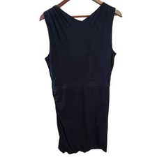 Ann Taylor Microstripe Dark Ruched Knee Length Stretch Career Dress Sz 12 Large