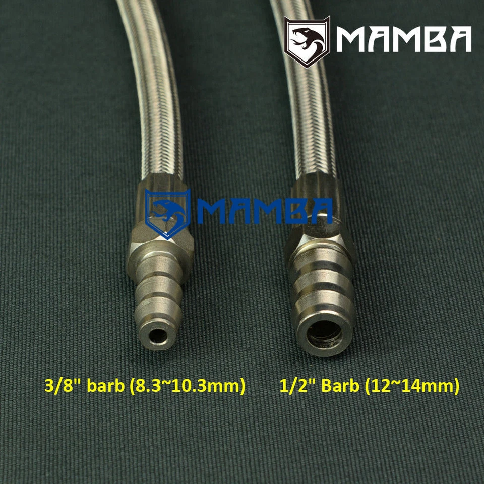 M14x1.5 Universal DIY Turbo Water Line Kit 6AN 3/8" Hose 90Deg-1/2" Barb 25cm US - Image 4 of 4