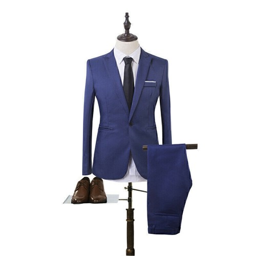 Hombre Slim Fit 2 piezas/set Traje Hombre Chaqueta Pantalones para Boda Oficina Negocios - Imagen 10 de 13