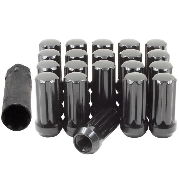 20 Lug Nuts 14x1.5 Black Spline Acorn 2