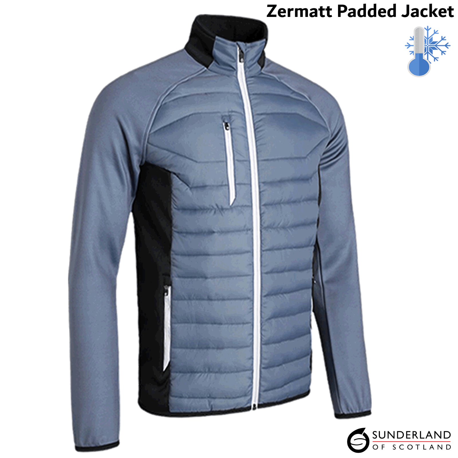 MENS GOLF JACKET SUNDERLAND ZERMATT MENS THERMAL PADDED WINTER GOLF TOP