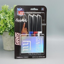 BIC BodyMark Temporary Tattoo Art Markers NFL NY GIANTS 3 Markers 2 Stencils