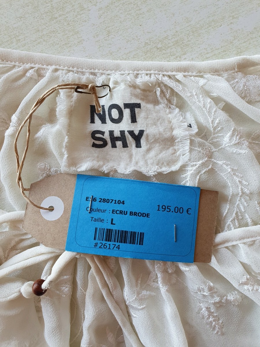 Haut écru Brodé Marque NOT SHY Taille L - Neuf Avec étiquette, 100% Polyester