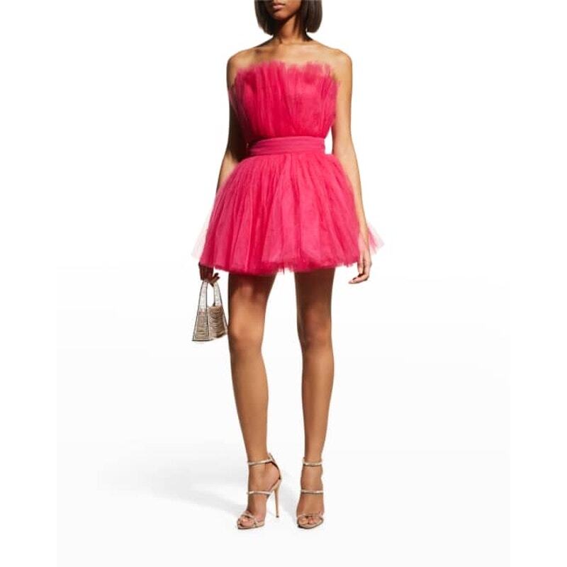 bronx and banco pink tulle dress Bronx and Banco Anna Tiered Maxi Gown Baby Pink Tulle S NWT $1800