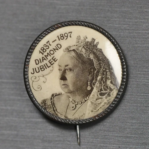1897 Queen Victoria Diamond Jubilee Lapel Pin By City Button Works New York USA