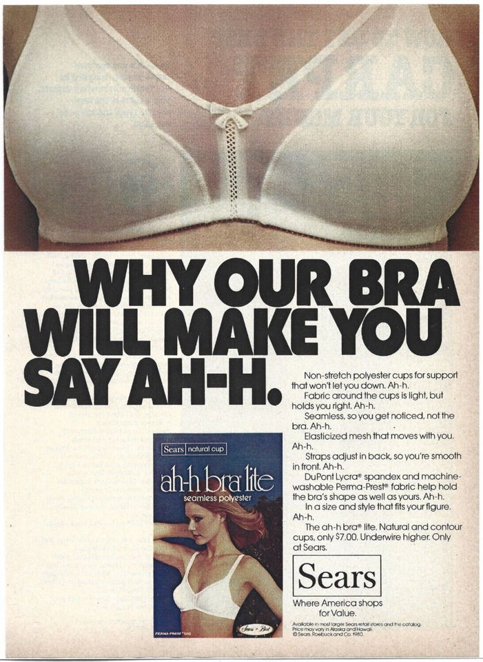 Sears Ahh Bra Lite Print Ad, Sears Magazine Ad, Bra Print Ad, Ladies