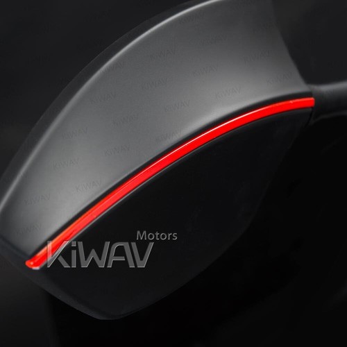 Black mirrors with red stripe convex fits for Harley Street 500 750 motorcycle - Picture 5 of 7