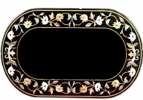 3'x2' black Marble coffee Table Top Inlay pietra dura antique home decor k3 - Picture 3 of 4