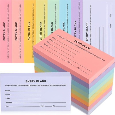 1000 PCS Multicolor Raffle Ticket Sheets Double Roll Name Phone Email Form