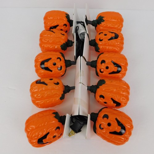 NOMA Blow Mold Orange Pumpkin 10 Light Set Indoor Outdoor Halloween - NEW - Picture 8 of 13