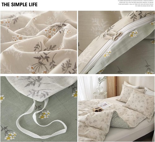 Boho Floral Duvet Cover King Soft Cotton Floral Aesthetic Bedding Set Vintage... - Picture 7 of 9