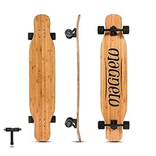 Bamboo Carbon Fiber Longboard Skateboard- 46" x 9.5", Kicktails & Tricks