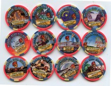 12 5.00 Chip set from the Pioneer Club Casino Las Vegas Nevada All Serial # 392