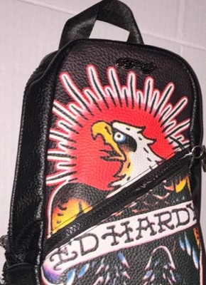 Rare Ed Hardy Black Sling Bag Crossbody Black Skull, Eagle  display picture 1