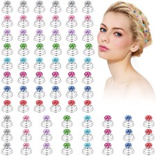 Colorful Rhinestone Crystal Spiral Twist Hair Pins Twisters Swirl Clips 72 Pcs