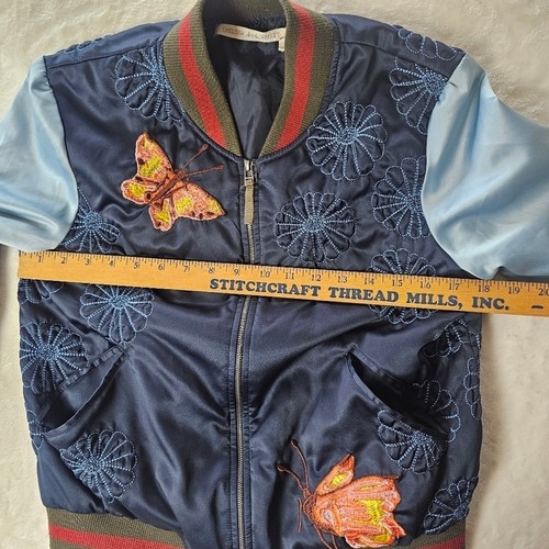 Chelsea & Violet Jacket Small Vintage Butterfly embroidered flower blue hippie - Picture 6 of 11