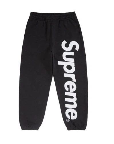Pantalon de survêtement Supreme satin appliqué noir blanc homme taille M