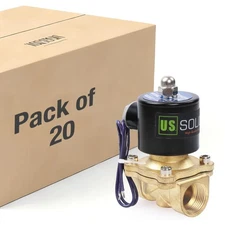 U. S. Solid 20pcs 3/4" Brass Electric Solenoid Valve 12V DC NC VITON Semi-direct