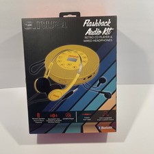 AIWA Flashback Audio Kit Retro CD Player Wired Headphones YELLOW - NEW  SEALED