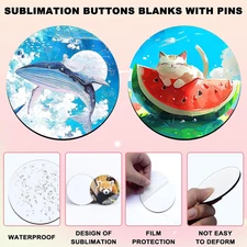 30 Pack Sublimation Buttons Blanks with Pins, 3inch MDF Buttons Badge Sublima...