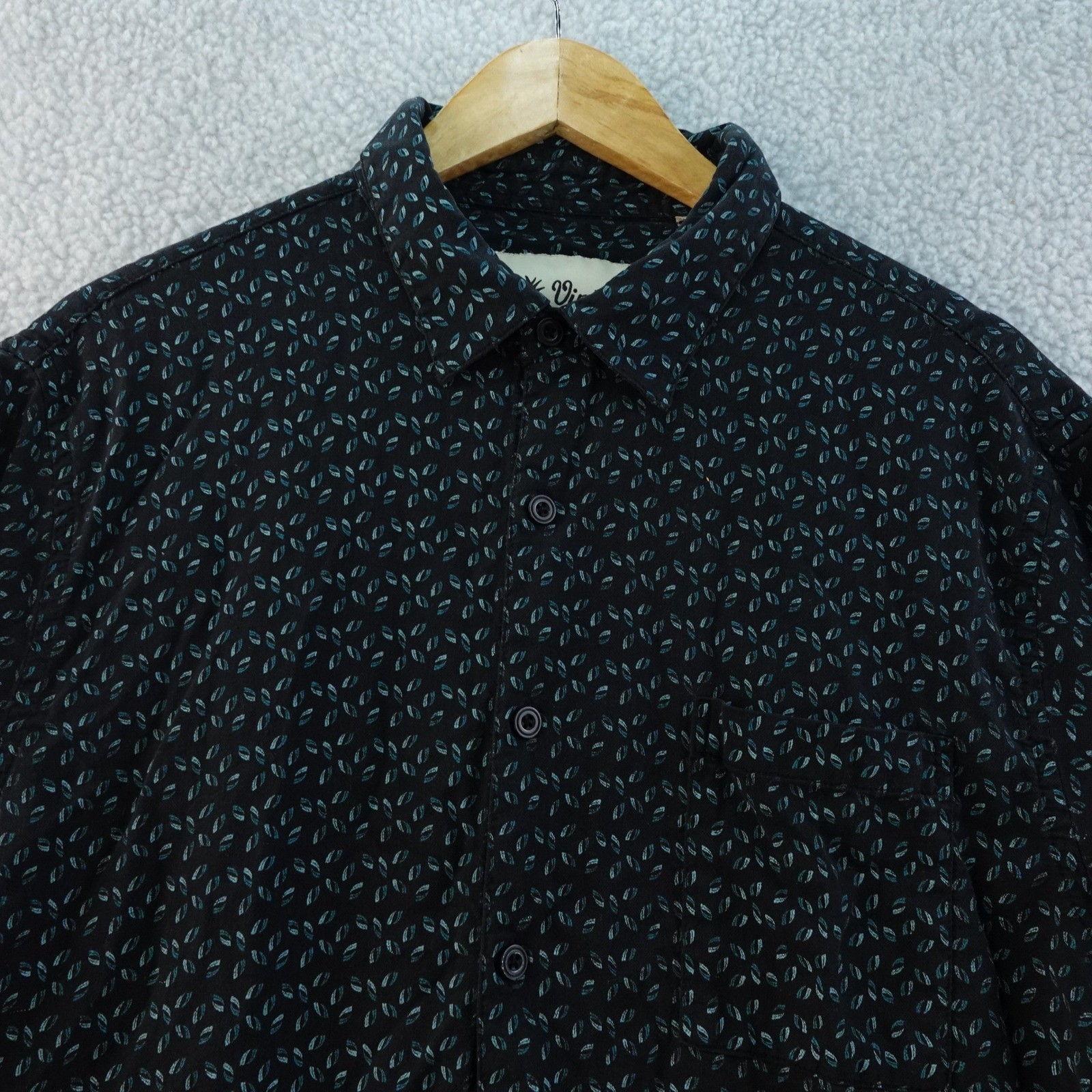 Vintage Silk Men's XXL Short Sleeve Button Down Shirt Black Geometric AOP