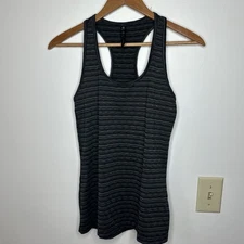 90 Degree by Reflex Gray Striped Athletic Tank Top Women’s Size L