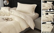 100 Washed Cotton Duvet Cover Twin Size Twin 68"x90" Cream Washed Cotton 