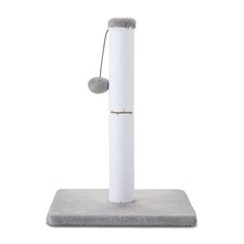 Cotton Rope Cat Scratching Post with Dangling Ball, White and Gray, 17" x 12"