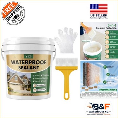 DIY 68 fl oz Clear Leak Repair Coating - Protect Wood, Metal, Concrete Surfaces