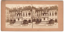 Switzerland Bern Statue Rudolph of Erlach Stereo Photo circa 1860
