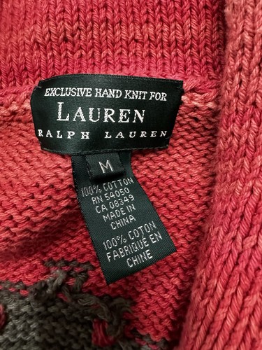 VTG Ralph Lauren Polo Hand Knit Navajo Aztec Shawl Collar Concho Sweater Size M - Picture 4 of 6