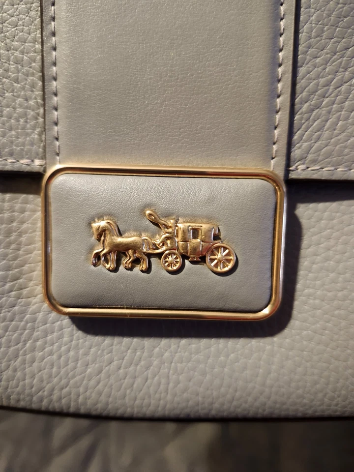 Bolso de mano COACH piel de serpiente, cuero gris paloma/herrajes dorados NUEVO sin etiqueta Foto 4 de 4