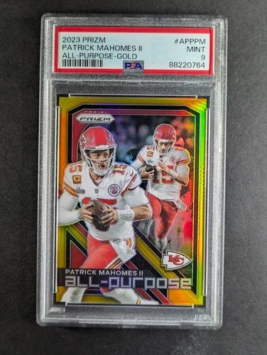 2023 Panini Prizm PATRICK MAHOMES II 6/10 True Gold Prizm All-Purpose PSA 9