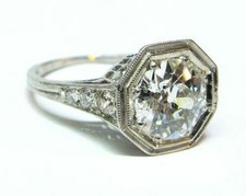 Art Deco Vintage 3.10 Ct White Diamond Engagement Ring 925 Sterling Silver